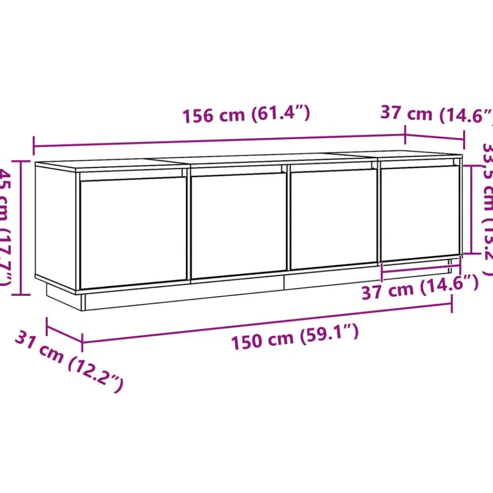 vidaXL Mueble de TV Marrón 156 x 37 x 45 cm Madera de ingeniería Marrón cera Discount