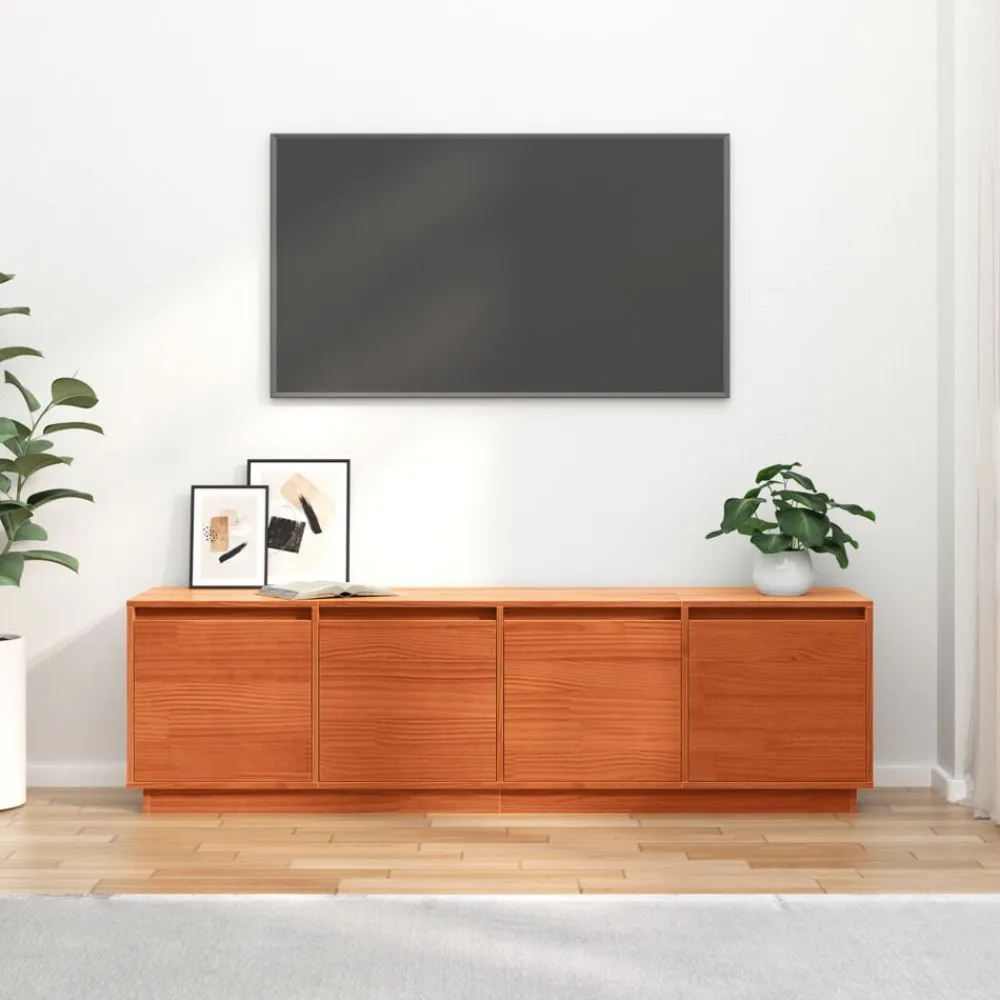 vidaXL Mueble de TV Marrón 156 x 37 x 45 cm Madera de ingeniería Marrón cera Discount