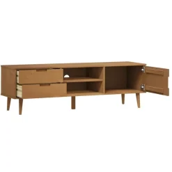 vidaXL Muebles Tv-Mueble de TV MOLDE madera maciza de pino marrón 158x40x49 cm