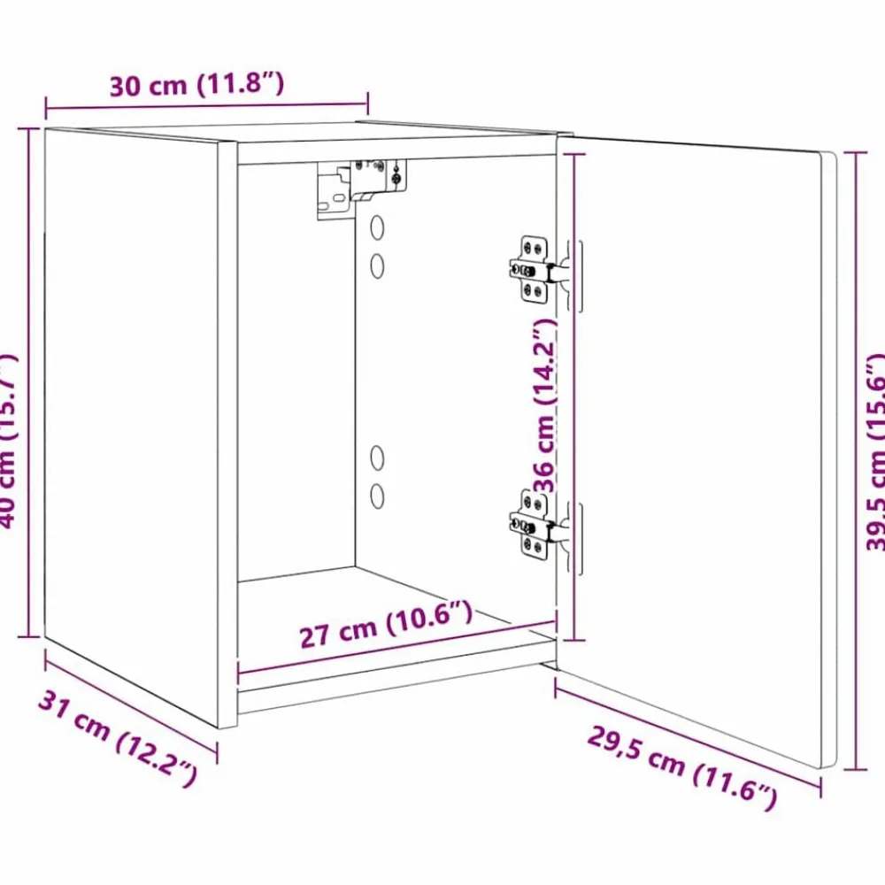 vidaXL Muebles Tv-Mueble de TV Montado en la Pared 30 x 31 x 40 cm