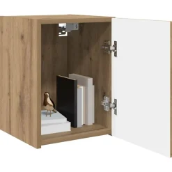 vidaXL Muebles Tv-Mueble de TV Montado en la Pared Roble Artesanal