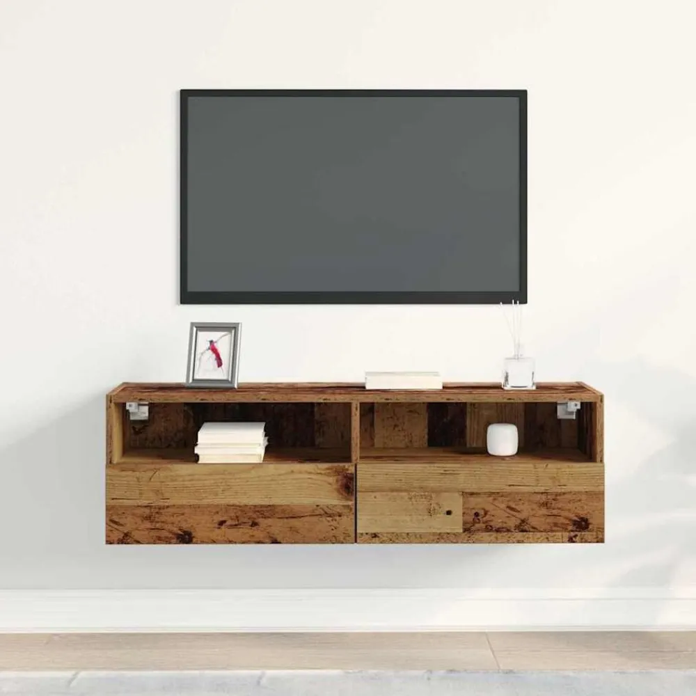 vidaXL Mueble de TV Montado en la Pared 100 x 30 x 30 cm Madera vieja Outlet