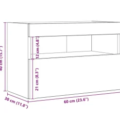 vidaXL Muebles Tv-Mueble de TV Montado en la Pared 60 x 30 x 40 cm