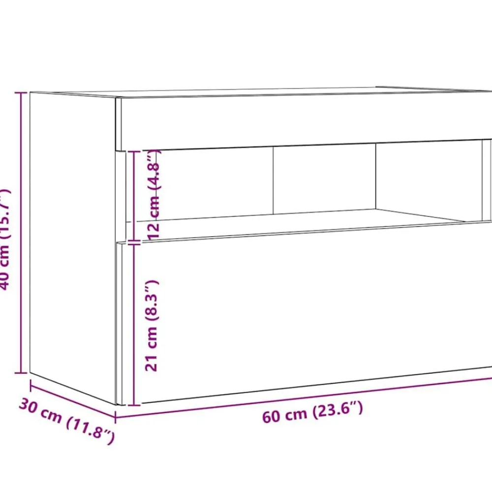 vidaXL Muebles Tv-Mueble de TV Montado en la Pared 60 x 30 x 40 cm