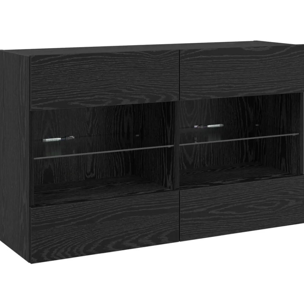 vidaXL Mueble de TV Montado en la Pared Roble negro New