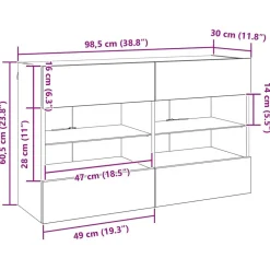 vidaXL Mueble de TV Montado en la Pared Roble negro New