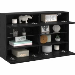 vidaXL Mueble de TV Montado en la Pared Roble negro New