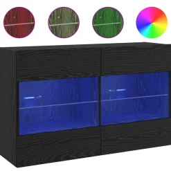 vidaXL Mueble de TV Montado en la Pared Roble negro New