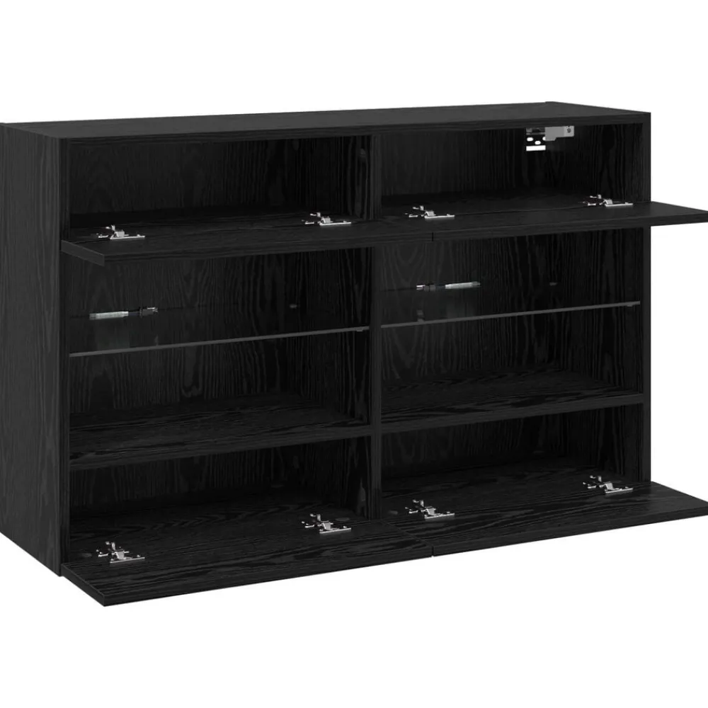 vidaXL Mueble de TV Montado en la Pared Roble negro New