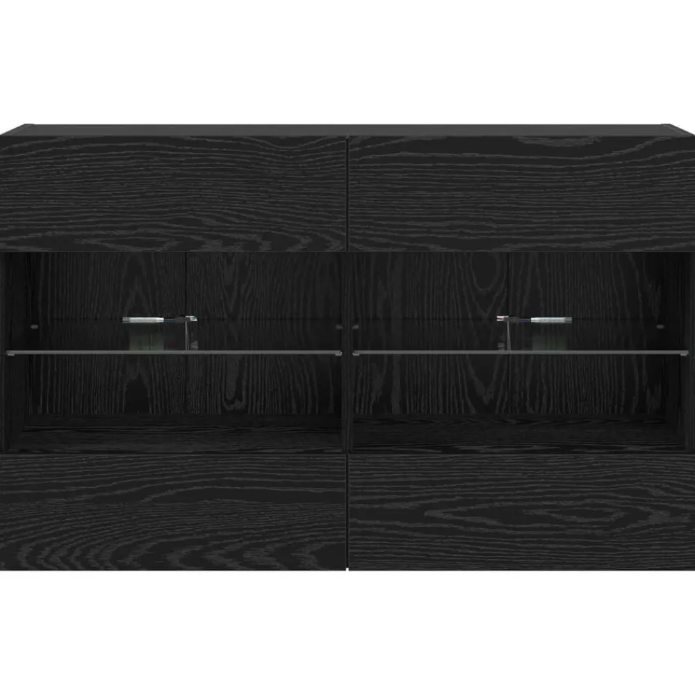 vidaXL Mueble de TV Montado en la Pared Roble negro New