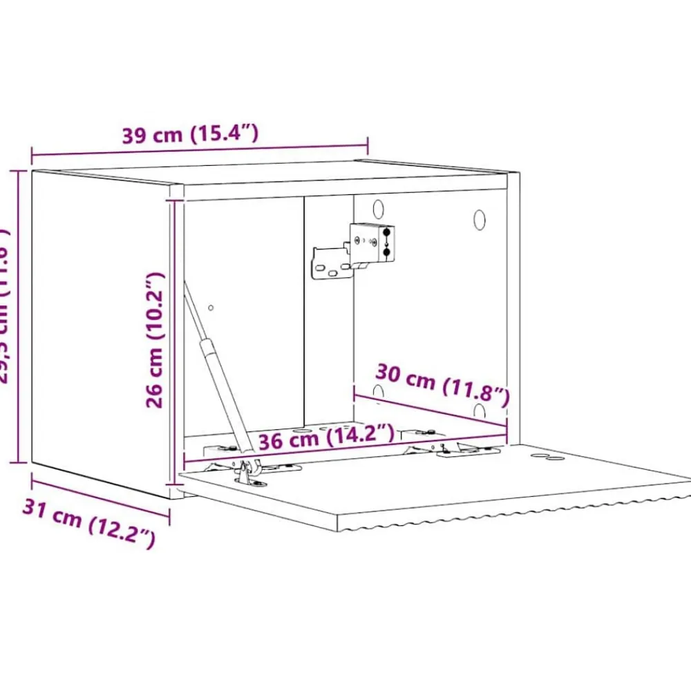 vidaXL Muebles Tv-Mueble de TV Montado en la Pared 39 x 31 x 29,5 cm