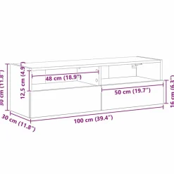 vidaXL Mueble de TV Montado en la Pared 100 x 30 x 30 cm Roble artisan Clearance