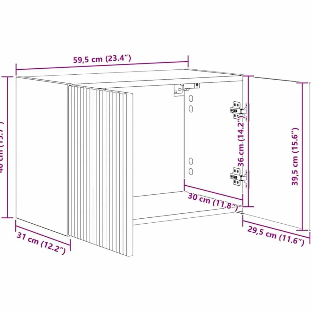 vidaXL Muebles Tv-Mueble de TV Montado en la Pared 59,5 x 31 x 40 cm