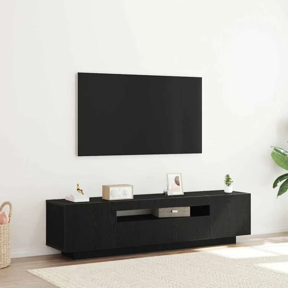 vidaXL Muebles Tv-Mueble de TV Negro 160 x 35 x 40 cm Madera de ingeniería