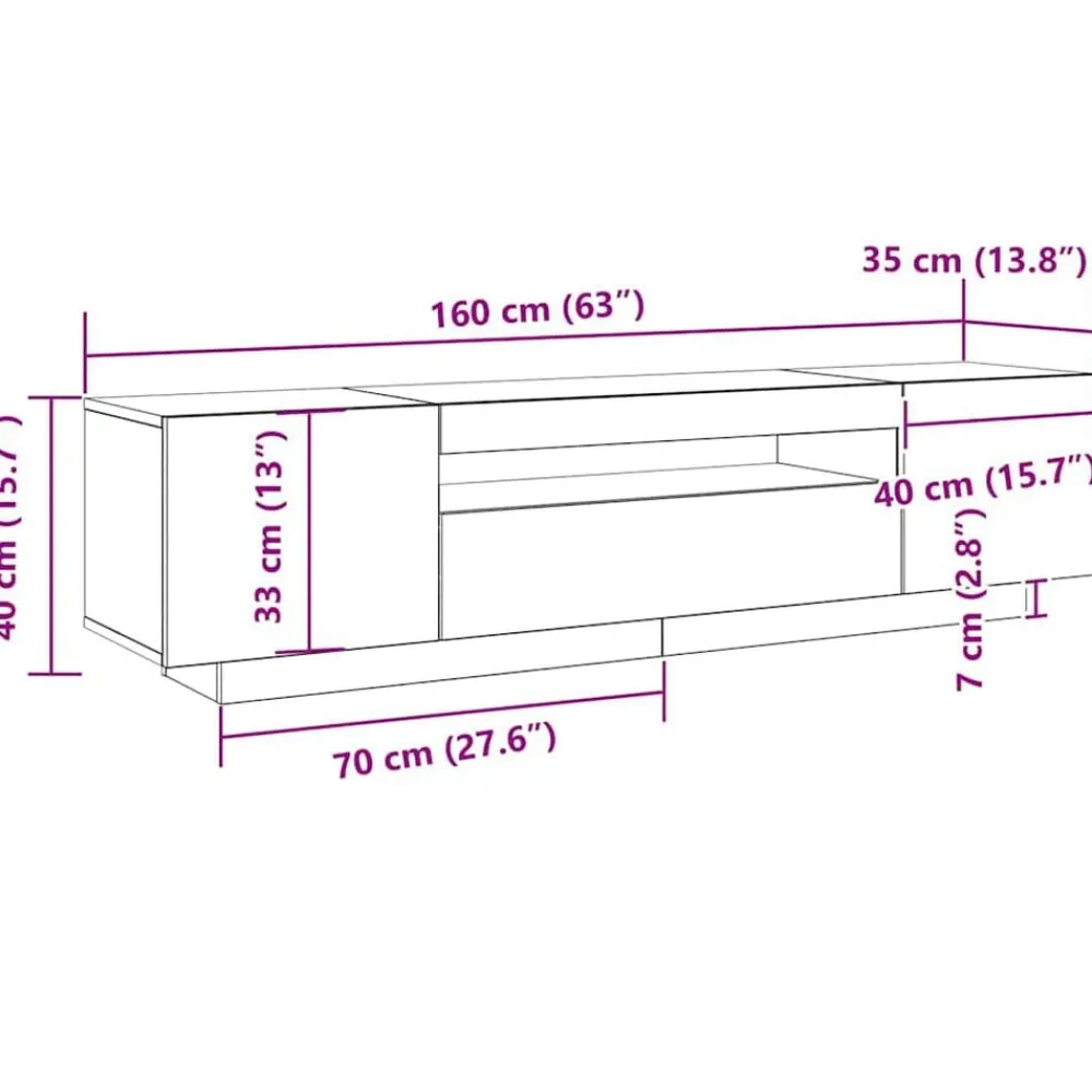 vidaXL Muebles Tv-Mueble de TV Negro 160 x 35 x 40 cm Madera de ingeniería