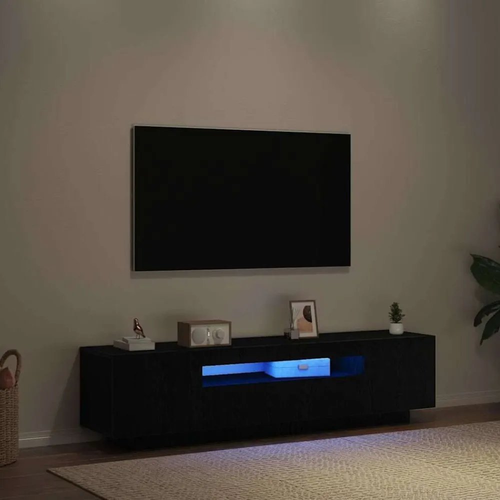 vidaXL Muebles Tv-Mueble de TV Negro 160 x 35 x 40 cm Madera de ingeniería
