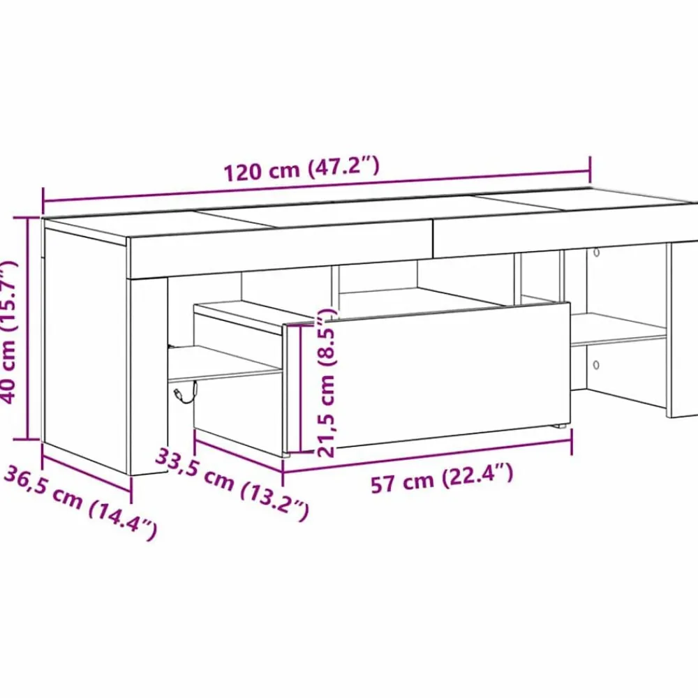 vidaXL Mueble de TV 120 x 35 x 40 cm Madera de ingeniería Roble negro Discount