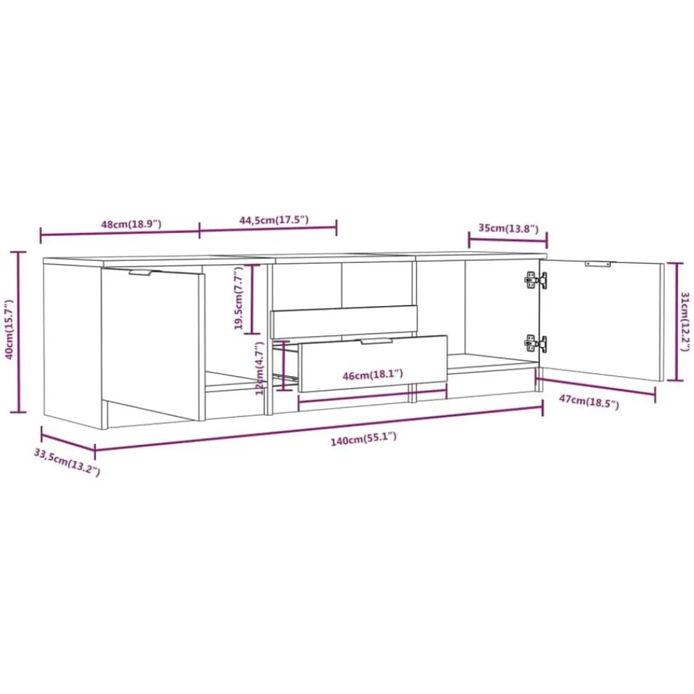 vidaXL Muebles Tv-Mueble de TV 140x35x40 cm madera de ingeniería