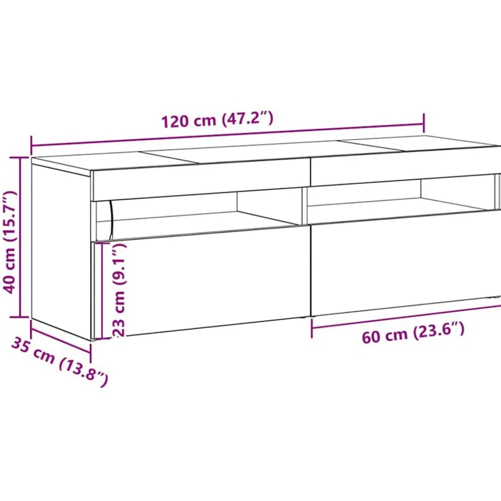 vidaXL Mueble de TV 120 x 35 x 40 cm Madera de ingeniería Roble negro Outlet