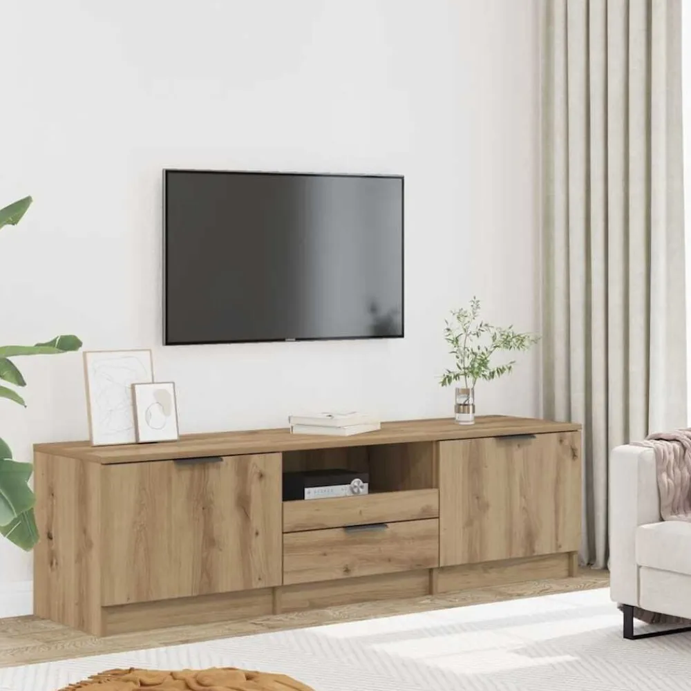 vidaXL Muebles Tv-Mueble de TV roble artesanal 140x35x40 cm madera de ingeniería