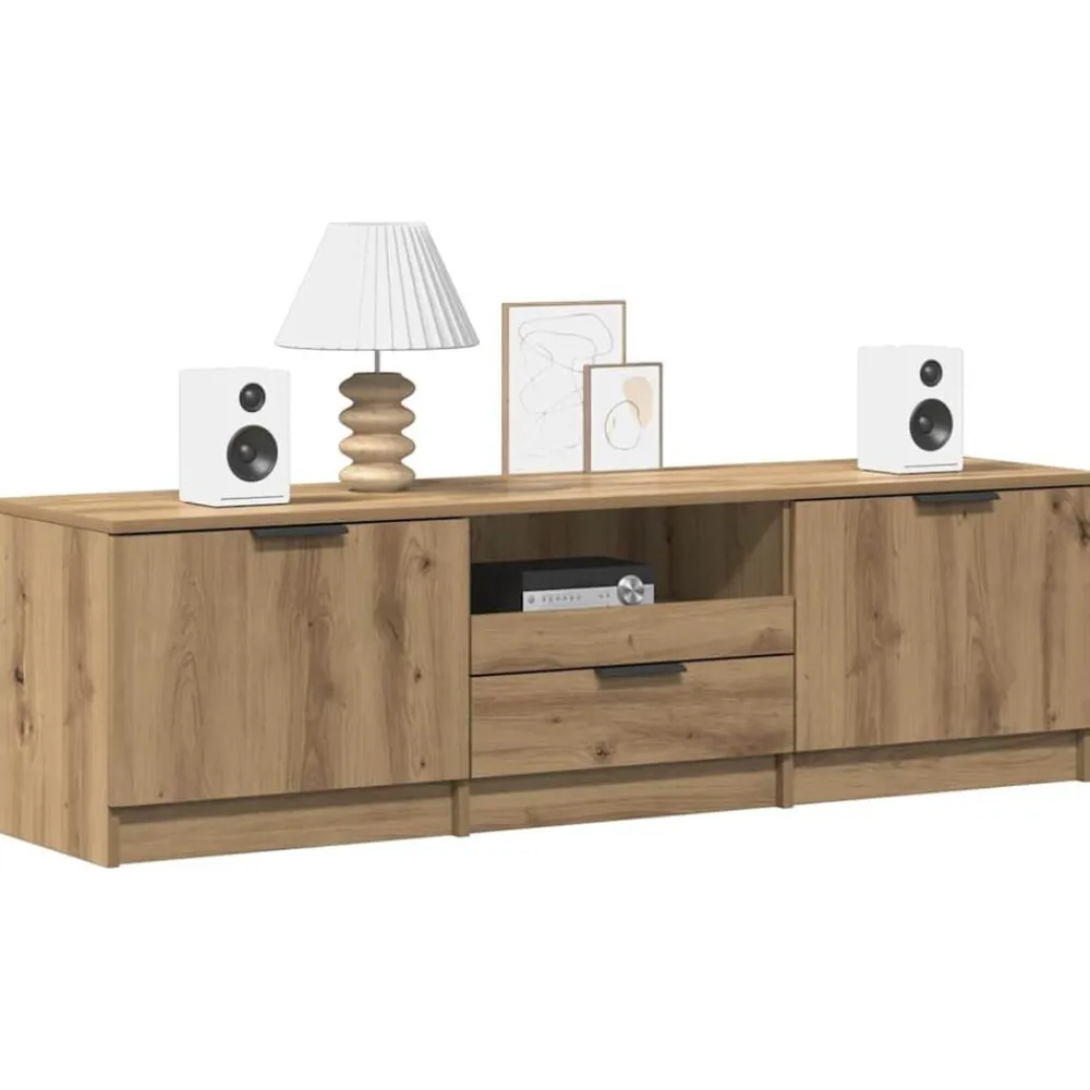 vidaXL Muebles Tv-Mueble de TV roble artesanal 140x35x40 cm madera de ingeniería