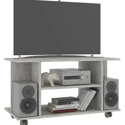 vidaXL Muebles Tv-Mueble de TV ruedas madera ingeniería gris hormigón 80x40x45 cm