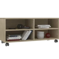 vidaXL Mueble de TV ruedas madera contrachapada color roble 90x35x35cm Roble Sonoma Clearance