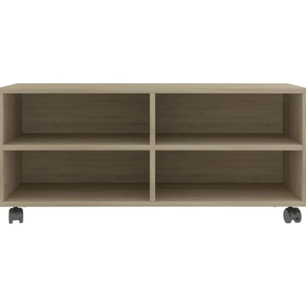 vidaXL Mueble de TV ruedas madera contrachapada color roble 90x35x35cm Roble Sonoma Clearance