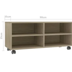 vidaXL Mueble de TV ruedas madera contrachapada color roble 90x35x35cm Roble Sonoma Clearance