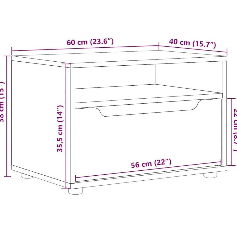 vidaXL Mueble de TV VISNES 60x40x38 cm madera de ingeniería Blanco Outlet