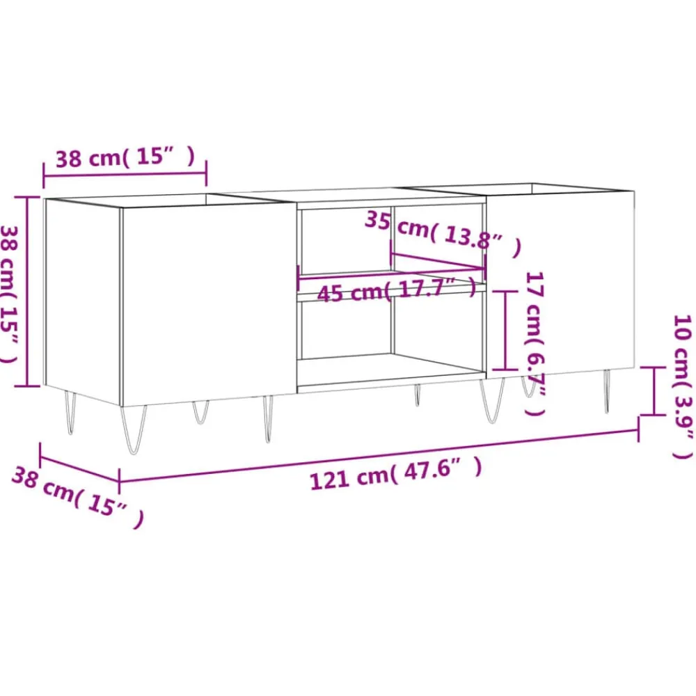vidaXL Armarios Y Almacenamiento-Mueble para discos madera contrachapada 121x38x48 cm