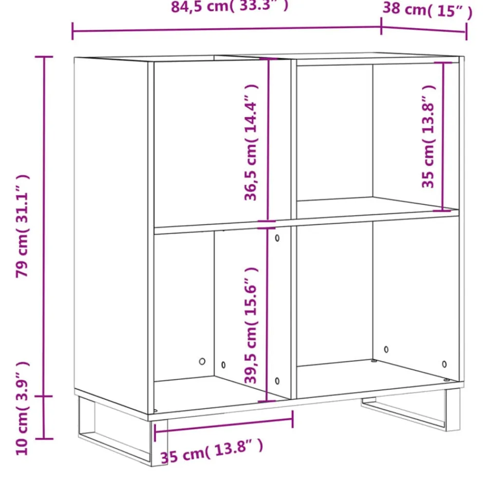 vidaXL Armarios Y Almacenamiento-Mueble para discos madera contrachapada 84,5x38x89 cm