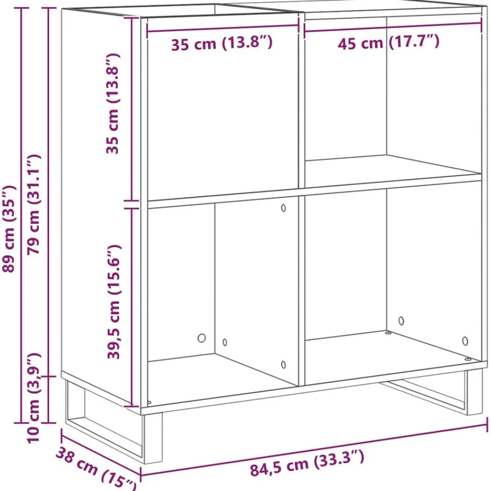 vidaXL Armarios Y Almacenamiento-Mueble para discos de vinilo 85 x 38 x 89 cm