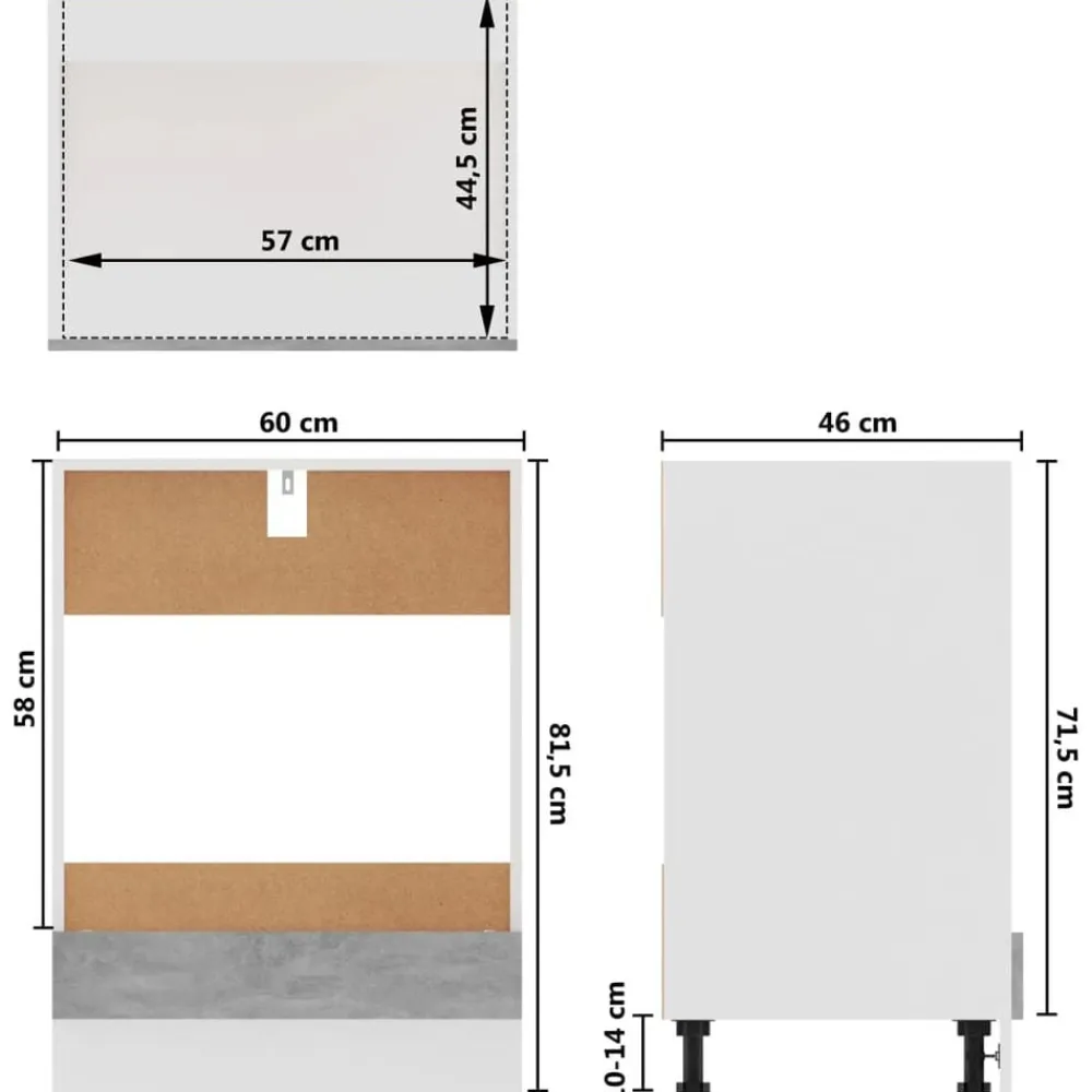 vidaXL Mueble para horno "Riga" gris hormigón 60x46x81,5 cm madera de ingeniería Gris hormigón Best