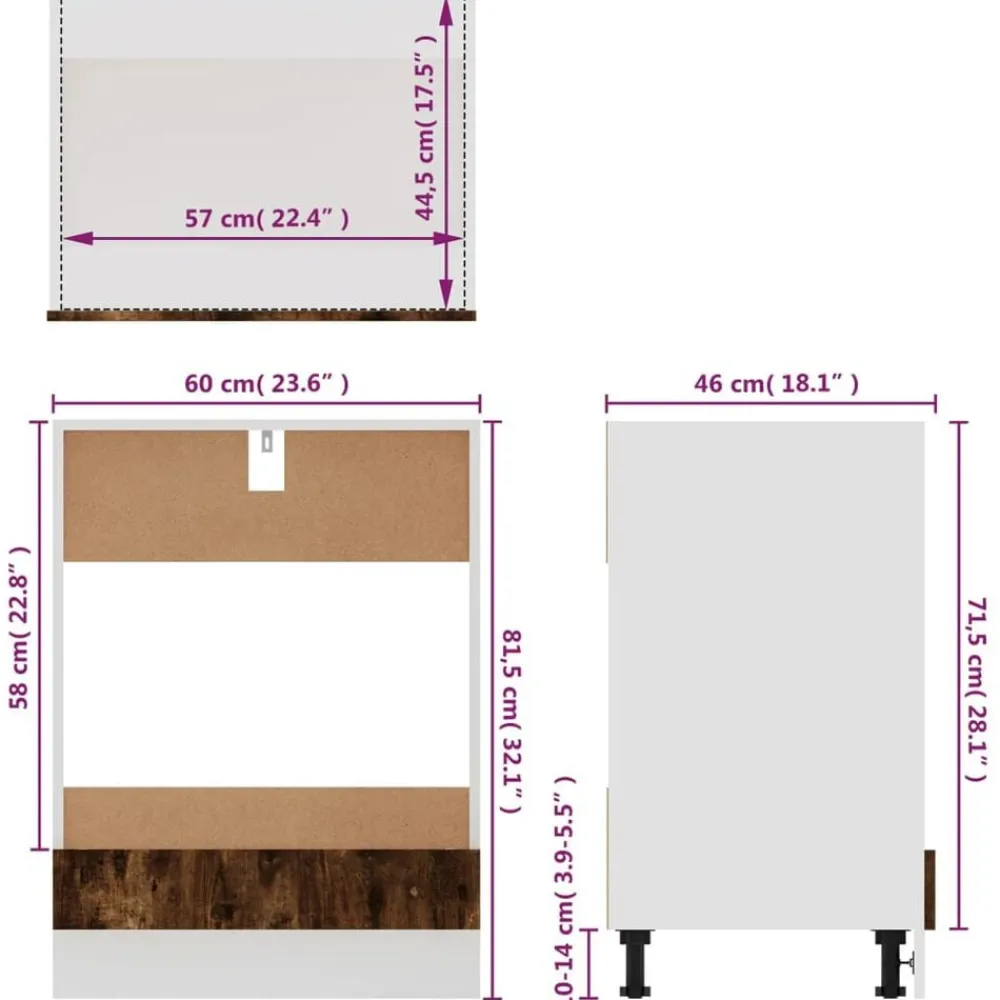 vidaXL Armarios Y Almacenamiento-Mueble para horno "Riga" 60x46x81,5 cm madera de ingeniería