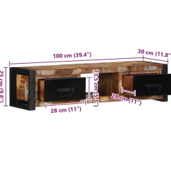 vidaXL Mueble para la TV 100x30x25 madera maciza reciclada Discount