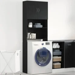 vidaXL Accesorios Para Electrodomésticos-Mueble para lavadora de madera de 64x24x190 cm