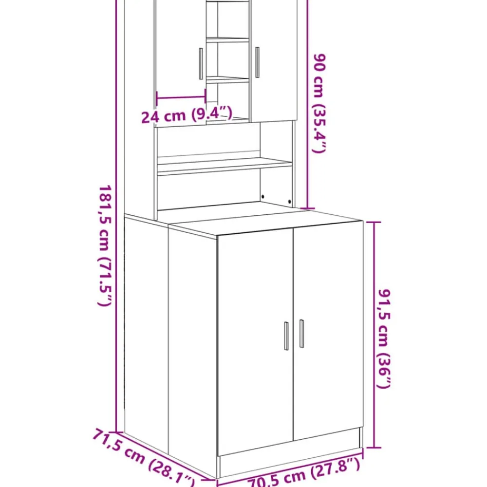 vidaXL Mueble para lavadora 2 piezas madera de ingeniería Roble Sonoma Discount