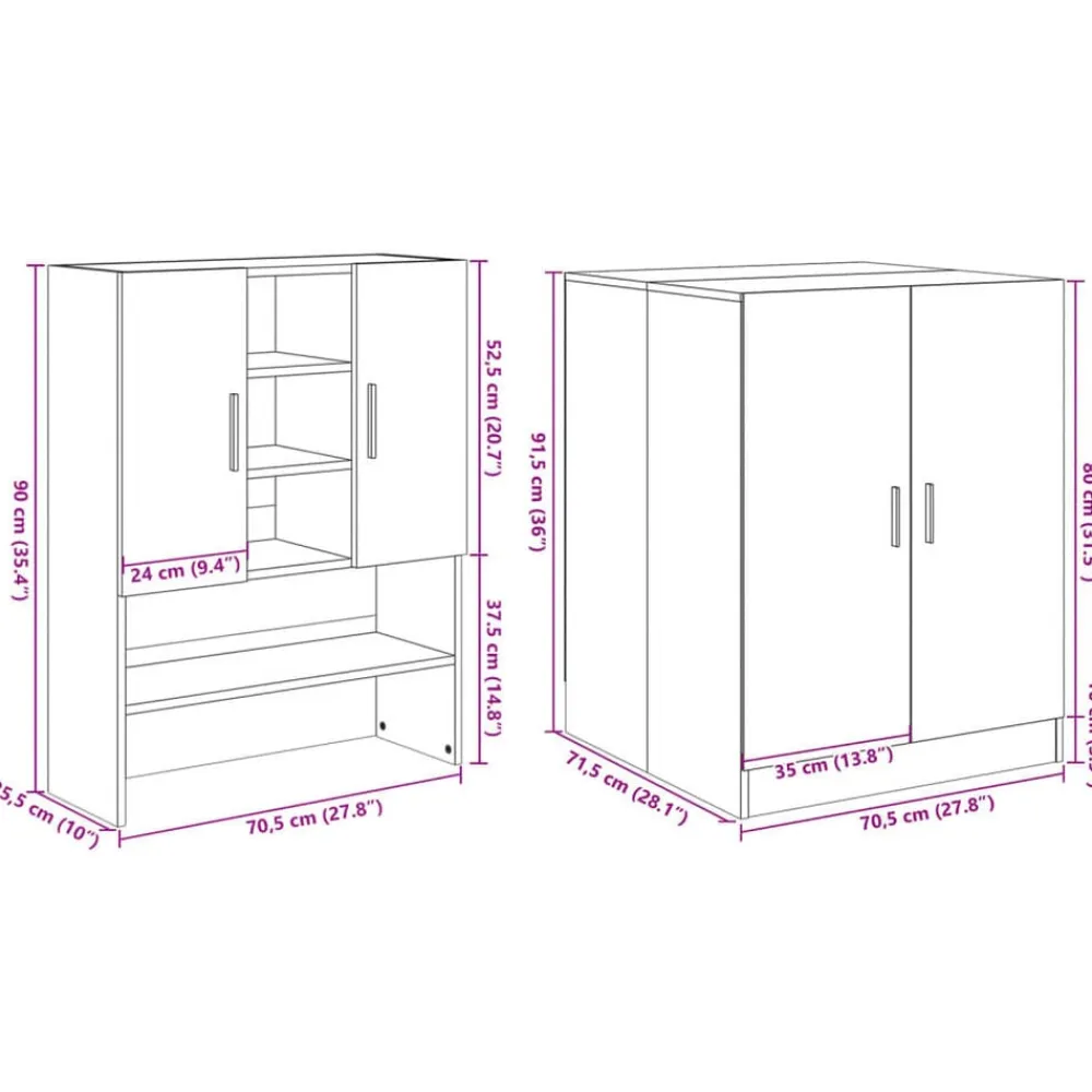 vidaXL Mueble para lavadora 2 piezas madera de ingeniería Roble Sonoma Discount