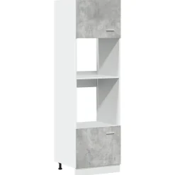 vidaXL Mueble para microondas "Lyon" gris hormigón 60x57x207 cm madera de ingeniería Gris hormigón Discount