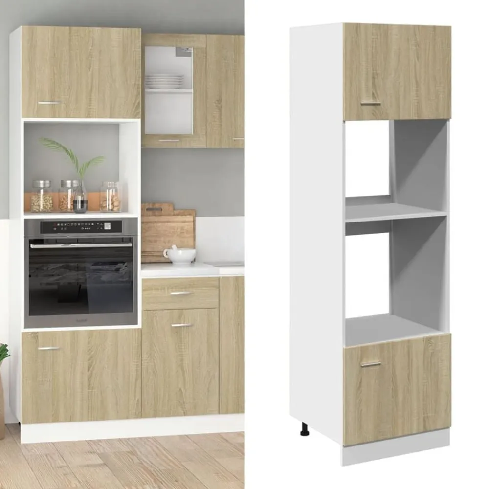 vidaXL Mueble para microondas "Lyon" 60x57x207 cm madera de ingeniería Roble Sonoma Online