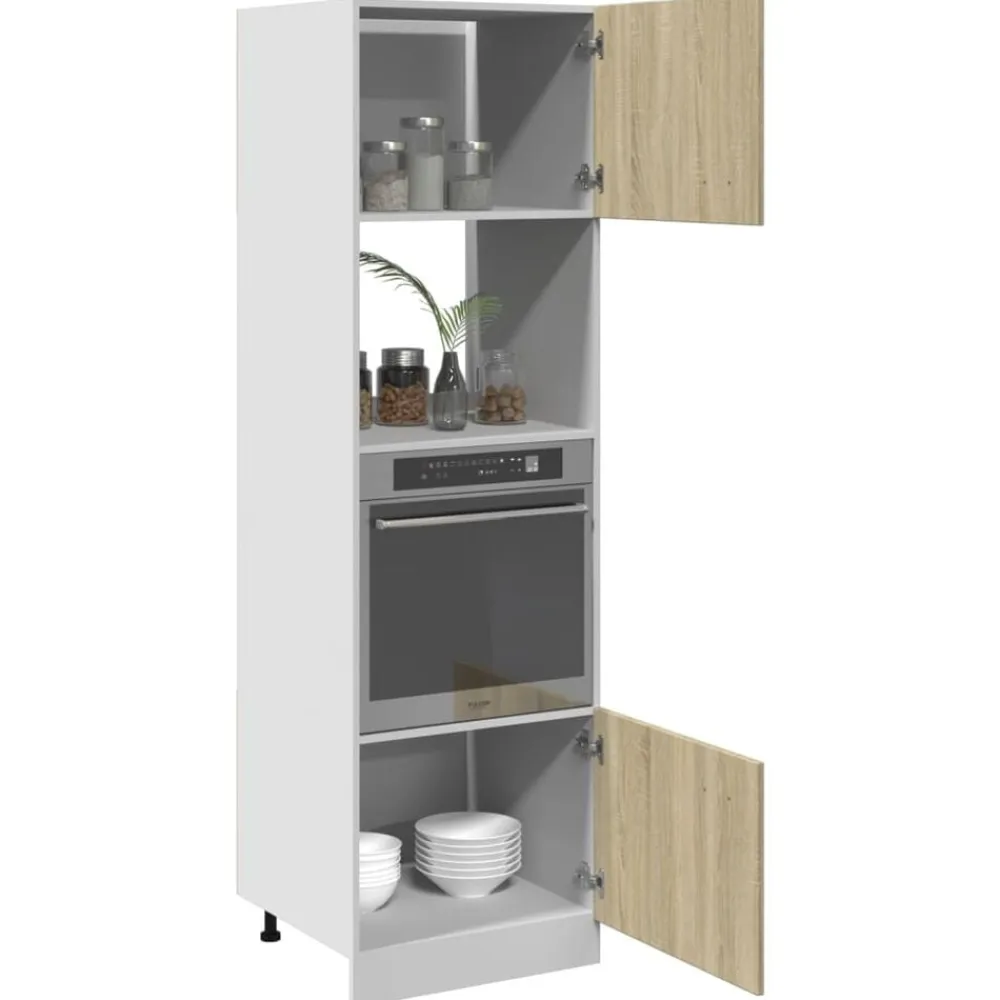 vidaXL Mueble para microondas "Lyon" 60x57x207 cm madera de ingeniería Roble Sonoma Online