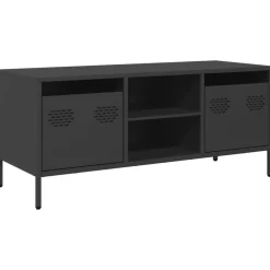 vidaXL Mueble para TV acero laminado en frío 101,5x39x43,5 cm Negro