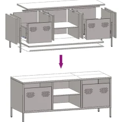 vidaXL Mueble para TV acero laminado en frío 101,5x39x43,5 cm Negro