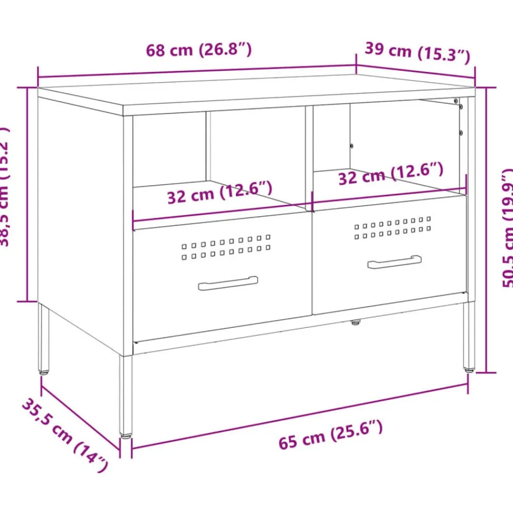 vidaXL Mueble para TV acero 68x39x50,5 cm Rosa