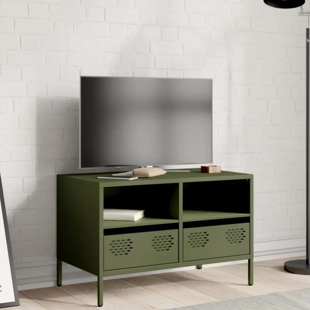 vidaXL Muebles Tv-Mueble para TV acero laminado en frío 68x39x43,5 cm