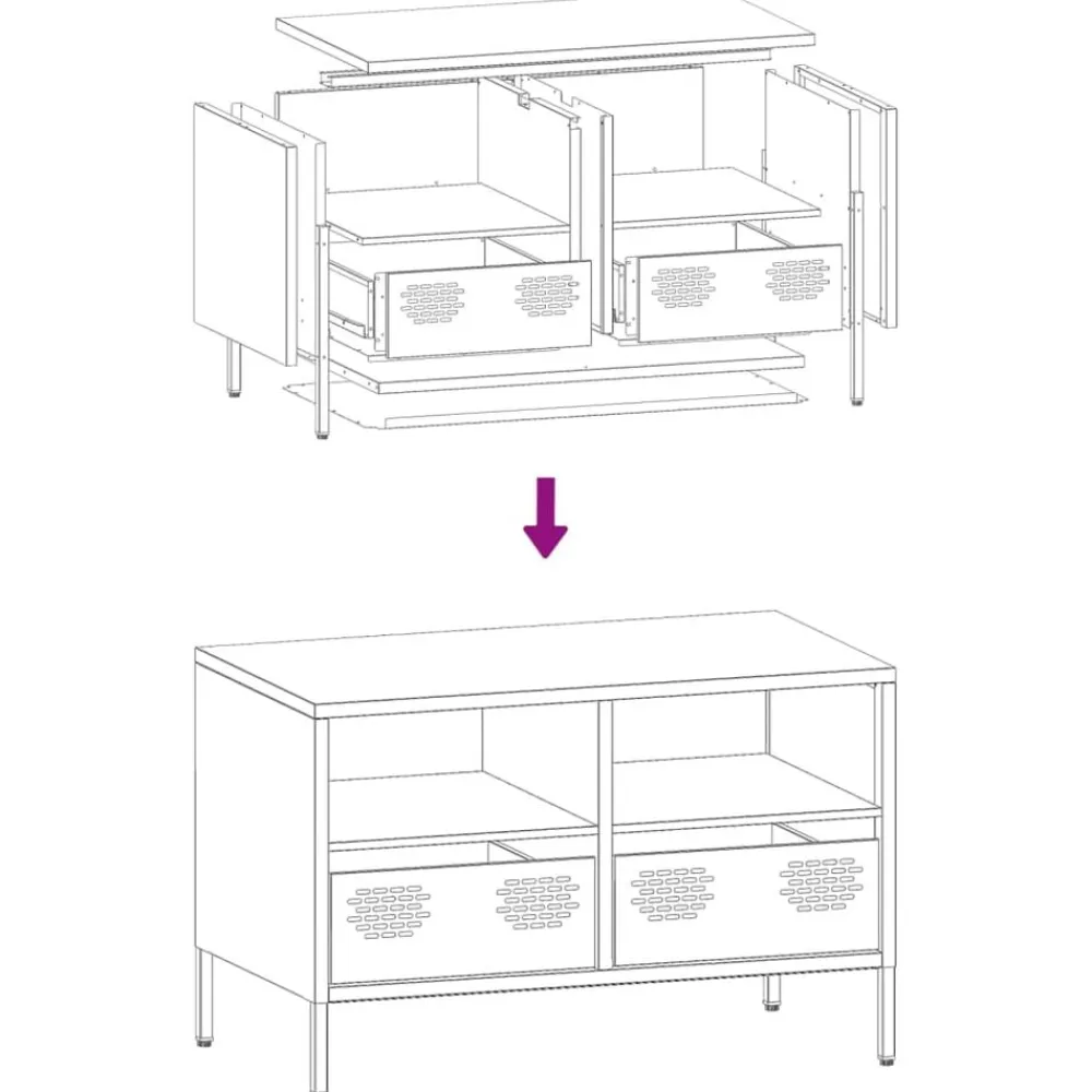 vidaXL Muebles Tv-Mueble para TV acero laminado en frío 68x39x43,5 cm