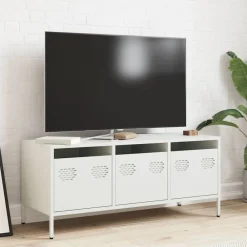 vidaXL Mueble para TV acero laminado en frío 101,5x39x43,5 cm Blanco
