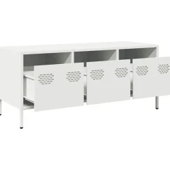 vidaXL Mueble para TV acero laminado en frío 101,5x39x43,5 cm Blanco