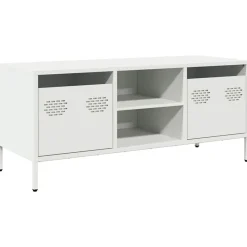 vidaXL Mueble para TV acero laminado en frío 101,5x39x43,5 cm Blanco Best